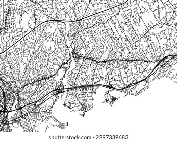 Mapa de la ciudad vectorial de Westport Connecticut en los Estados Unidos de América con carreteras negras aisladas en un fondo blanco.