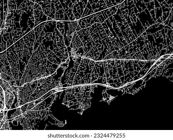 Vector city map of Westport Connecticut in the United States of America with white roads isolated on a black background.