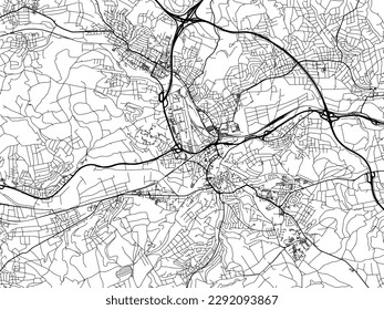 Mapa vectorial de Wetzlar en Alemania con carreteras negras aisladas en un fondo blanco.