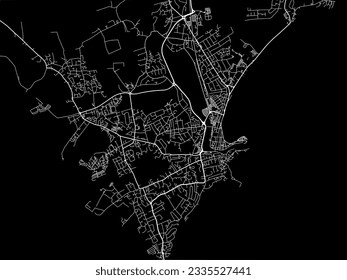 Vector city map of Weymouth in the United Kingdom with white roads isolated on a black background.