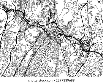 Vector city map of White Plains New York in the United States of America with black roads isolated on a white background.