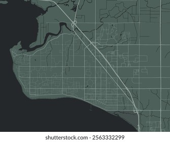 Vector city map of White Rock British Columbia in Canada with white roads isolated on a green background.