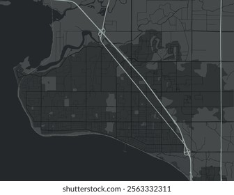 Vector city map of White Rock British Columbia in Canada with white roads isolated on a grey background.