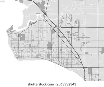 Vector city map of White Rock British Columbia in Canada with black roads isolated on a grey background.