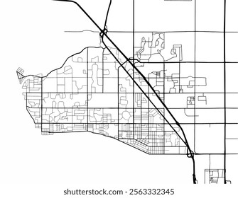 Vector city map of White Rock British Columbia in Canada with black roads isolated on a white background.