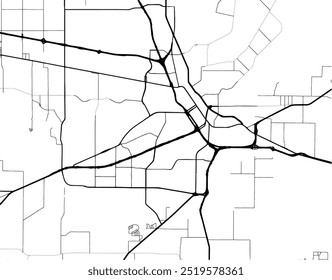 Vector city map of Wichita Falls Texas in the United States of America with black roads isolated on a white background.