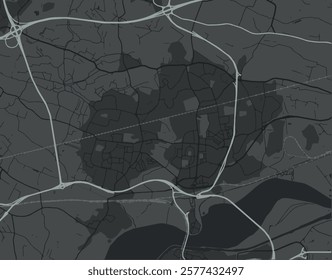 Vector city map of Widnes in the United Kingdom with white roads isolated on a grey background.