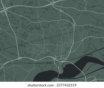 Vector city map of Widnes in the United Kingdom with white roads isolated on a green background.