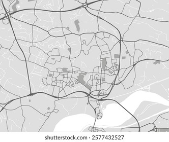 Vector city map of Widnes in the United Kingdom with black roads isolated on a grey background.