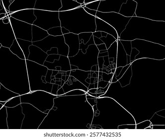 Vector city map of Widnes in the United Kingdom with white roads isolated on a black background.