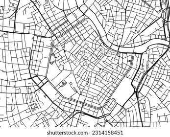 Vector city map of Wien Zentrum in Austria with black roads isolated on a white background.