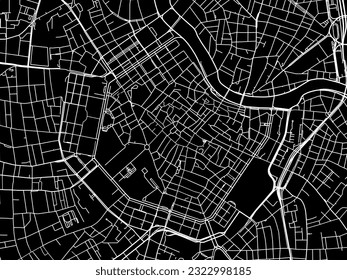 Vector city map of Wien Zentrum in Austria with white roads isolated on a black background.
