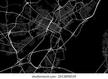 Vector city map of Wilmington Delaware in the United States of America with white roads isolated on a black background.