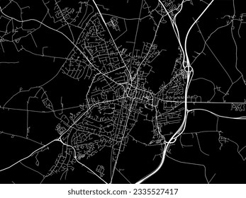 Mapa vectorial de Winchester en el Reino Unido con carreteras blancas aisladas en un fondo negro.