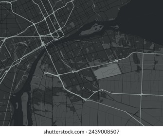 Vector mapa de la ciudad de Windsor Ontario en Canadá con carreteras blancas aisladas sobre un fondo gris.