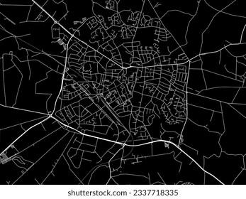 Vector city map of Winterswijk in the Netherlands with white roads isolated on a black background.
