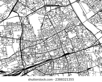Vector city map of Wola in Poland with black roads isolated on a white background.