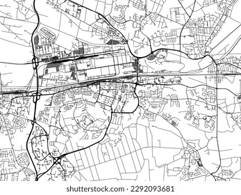 Stadtplan von Wolfsburg in Deutschland mit schwarzen Straßen einzeln auf weißem Hintergrund.