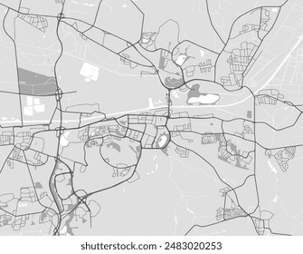 Vektorgrafik Stadtplan von Wolfsburg in Deutschland mit schwarzen Straßen isoliert auf einem grauen Hintergrund.