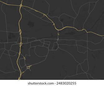 Vektorgrafik Stadtplan von Wolfsburg in Deutschland mit gelben Straßen isoliert auf einem braunen Hintergrund.