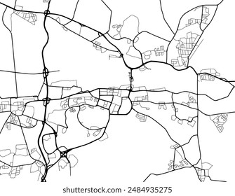 Vektorgrafik Stadtplan von Wolfsburg in Deutschland mit schwarzen Straßen isoliert auf weißem Hintergrund.