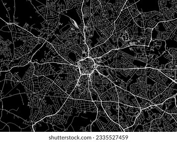 Vector city map of Wolverhampton in the United Kingdom with white roads isolated on a black background.