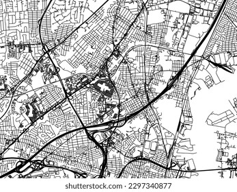 Vector city map of Woodbridge New Jersey in the United States of America with black roads isolated on a white background.