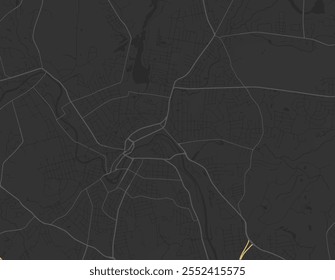 Vector city map of Woonsocket Rhode Island in the United States of America with yellow roads isolated on a brown background.