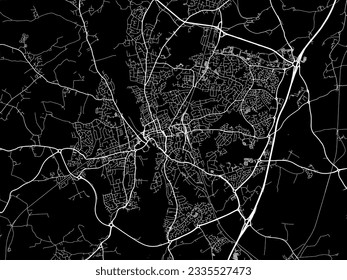 Vector city map of Worcester in the United Kingdom with white roads isolated on a black background.