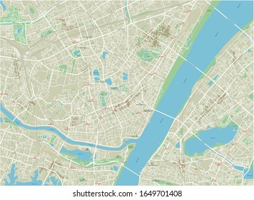 Mapa de la ciudad vectorial de Wuhan con capas separadas bien organizadas.