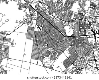Vector city map of Xico in Mexico with black roads isolated on a white background.