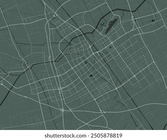 Vector city map of Yancheng in People's Republic of China with white roads isolated on a green background.