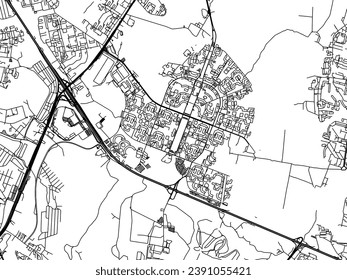 Vector city map of Yasenevo in the Russian Federation with black roads isolated on a white background.