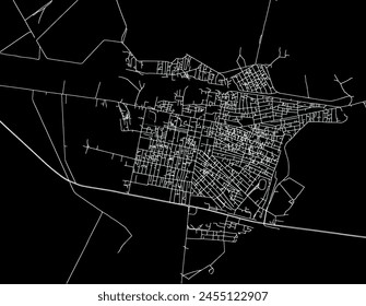 Vector city map of Yevlakh in Azerbaijan with white roads isolated on a black background.