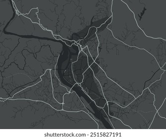 Vector city map of Yichang in the People's Republic of China with white roads isolated on a grey background.
