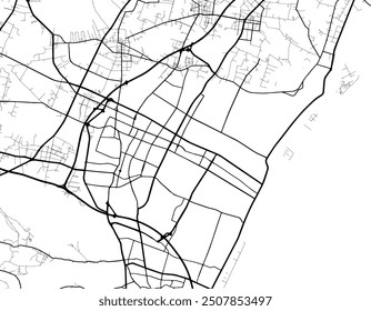 Vector city map of Yixing in People's Republic of China with black roads isolated on a white background.