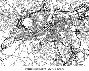 Vector city map of York Pennsylvania in the United States of America with black roads isolated on a white background.