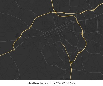 Mapa Vector de la ciudad de York Pensilvania en los Estados Unidos de América con carreteras amarillas aisladas sobre un fondo marrón