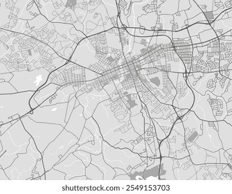 Mapa Vector de la ciudad de York Pensilvania en los Estados Unidos de América con carreteras negras aisladas sobre un fondo gris.