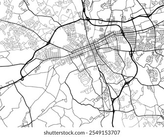 Mapa Vector de la ciudad de York Pensilvania en los Estados Unidos de América con carreteras negras aisladas sobre un fondo blanco.