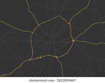 Vector city map of York in the United Kingdom with yellow roads isolated on a brown background.