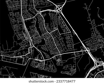 Vector city map of Zaandam in the Netherlands with white roads isolated on a black background.