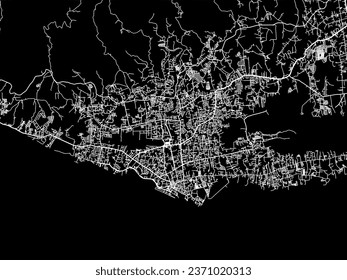 Vector city map of Zamboanga in the Philippines with white roads isolated on a black background.
