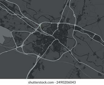 Vector city map of Zaragoza in Spain with white roads isolated on a grey background.