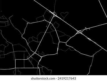 Vector city map of Zelenograd in the Russian Federation with white roads isolated on a black background.