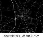 Vector city map of Zgierz in Poland with white roads isolated on a black background.