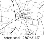 Vector city map of Zgierz in Poland with black roads isolated on a white background