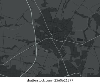 Vector city map of Zgierz in Poland with white roads isolated on a grey background.