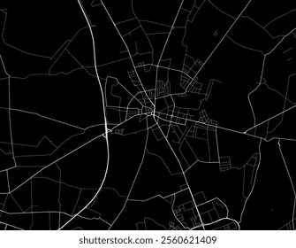 Vector city map of Zgierz in Poland with white roads isolated on a black background.