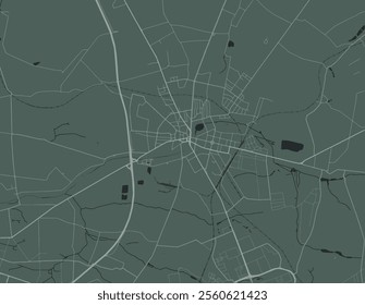 Vector city map of Zgierz in Poland with white roads isolated on a green background.